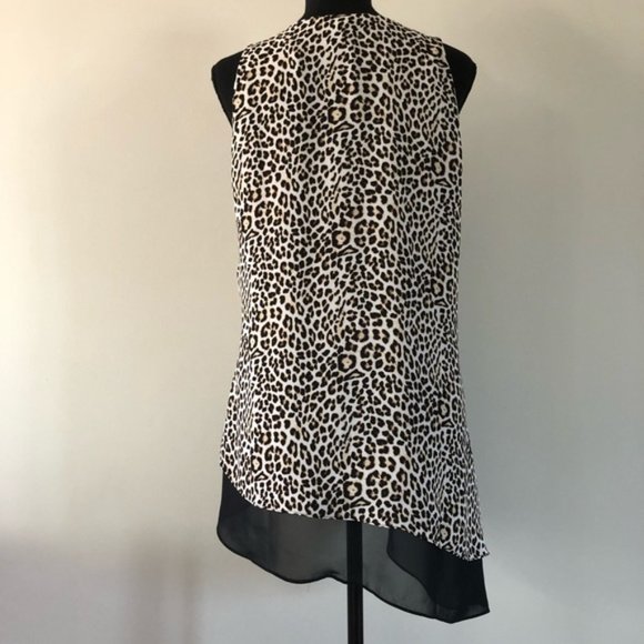 Womens Zac & Rachel V neck Asymmetrical Leopard print sleeveless top size S - Picture 5 of 10